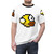 Retro pixel art design of a bird character flying through pipes on a t-shirt - men front