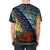 Model wearing a t-shirt featuring the Flammarion engraving, a classic illustration of the cosmos and the Earth's place within it. - men back