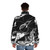Hidden music puffer jacket with zentangle-inspired black and white design - men back