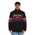 Retro 80s-style sunset cassette puffer jacket with vibrant colors - men front