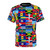 Vibrant t-shirt featuring flags of Caribbean countries like Cuba, Jamaica, and Puerto Rico