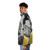 Geometric hexagon pattern puffer jacket with modern abstract art design - men side left