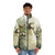 Summer puffer jacket with a watercolor design of botanical seedpods - men front