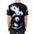 Panda playing a flute in a starry, cosmic universe with northern lights on a t-shirt - men back