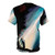Vibrant sci-fi graphic t-shirt featuring a "Fire in the Sky" illustration with UFOs, aliens, and retro 80s vibes. - Back