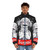 A playful puffer jacket featuring anime-inspired "sugoi" graphic - men front
