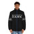 Sudden Dark puffer jacket with a statement of imagery design - men front