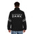 Sudden Dark puffer jacket with a statement of imagery design - men back