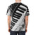 Abstract art design t-shirt featuring a keyboard and synth elements for electronic music enthusiasts - men back