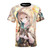 Anime girl wearing a hood graphic design on a t-shirt
