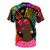 Colorful psychedelic T-shirt with vintage zodiac, rainbow, and Afro elements - Back