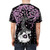 Artistic t-shirt featuring a skull with cherry blossoms, a design for those who appreciate the beauty in the macabre. - men back