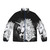 The Last Unicorn Black Puffer Jacket featuring a majestic unicorn design