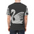 Artistic swan t-shirt design featuring a majestic white or black swan in flight, representing legendary animals and the beauty of nature. - men back