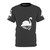 A vibrant and artistic t-shirt design featuring a majestic swan in a colorful, abstract style.