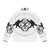 Black and white puffer jacket with wolf design, inspired by the Destiny video game franchise - Back