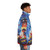 Street Fighter II retro video game puffer jacket featuring classic 16-bit character designs - men side right