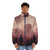 Stranger Things inspired puffer jacket with upside down and cosmic cloud design - men front