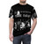 Model wearing a t-shirt with a film noir inspired design featuring a femme fatale character - men front