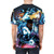 Black t-shirt with electricity, lightning, and comic book-inspired graphic design - men back