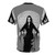A stylish t-shirt featuring the iconic character Morticia Addams from the classic TV series The Addams Family. - Back