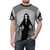 A stylish t-shirt featuring the iconic character Morticia Addams from the classic TV series The Addams Family. - men front