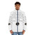 Dune-themed puffer jacket with "He Who Controls The Universe" graphic - men front