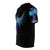 A vibrant graphic t-shirt featuring an abstract design of a colorful phoenix bird with open wings in shades of blue and pink. - men left