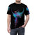 A vibrant graphic t-shirt featuring an abstract design of a colorful phoenix bird with open wings in shades of blue and pink. - men front