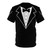 Unisex t-shirt featuring a fake tuxedo design, ideal for weddings, parties, and casual wear - Back