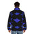 Puffer jacket with Hawaiian wildlife design including sea turtles, sharks, and tropical fish - men back