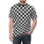 Person wearing a black and white checkered pattern t-shirt - men front