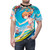 Colorful all-over print t-shirt featuring a scenic summer surfing beach landscape with sun, ocean waves, and sky. - men front