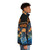 A spooky puffer jacket featuring a jack o' lantern design, perfect for a haunted Halloween costume. - men side right