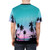 Tropical summer vacation t-shirt featuring palm trees, ocean, and sunset silhouette design - men back