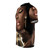 A vibrant and artistic t-shirt design featuring the face of an African queen or goddess with abstract patterns, jewelry, and cultural elements. - men left