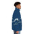 Greyhound blue bus logo printed on a warm and durable puffer jacket - men side right