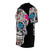 Vibrant sugar skull graphic with floral design on a black t-shirt - men left
