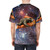 Illustration of a sloth floating in space while eating a slice of pizza - men back
