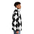 Harlequin diamonds puffer jacket in black and white - men side right