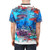 Person wearing a t-shirt featuring underwater vehicles and sea creatures from the video game Subnautica. - men back