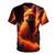 Fiery abstract art design t-shirt with a smokey, wildfire-like effect inspired by the Firefox logo - Back