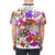 Colorful orchid flowers in various shades of red, pink, yellow, violet, blue, and green on a high-quality AOP t-shirt. - men back