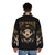 Enchanted puffer jacket with cat skull and skeleton design - men back