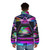 Retro 80s style puffer jacket with glitch and VHS aesthetic - men back