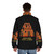 Retro 90s rave puffer jacket featuring original art and 90s rave culture references - men back