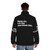 Overthinking puffer jacket with humorous "Hang On Let Me Overthink This" design - men back