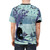 Cozy t-shirt design with a peaceful watercolor scene of a forest, lake, and woodland creatures - men back