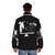 Model wearing a Stasis Puffer Jacket, a stylish and functional fantasy-inspired clothing item for Magic: The Gathering players and fans. - men back