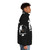Model wearing a Stasis Puffer Jacket, a stylish and functional fantasy-inspired clothing item for Magic: The Gathering players and fans. - men side right